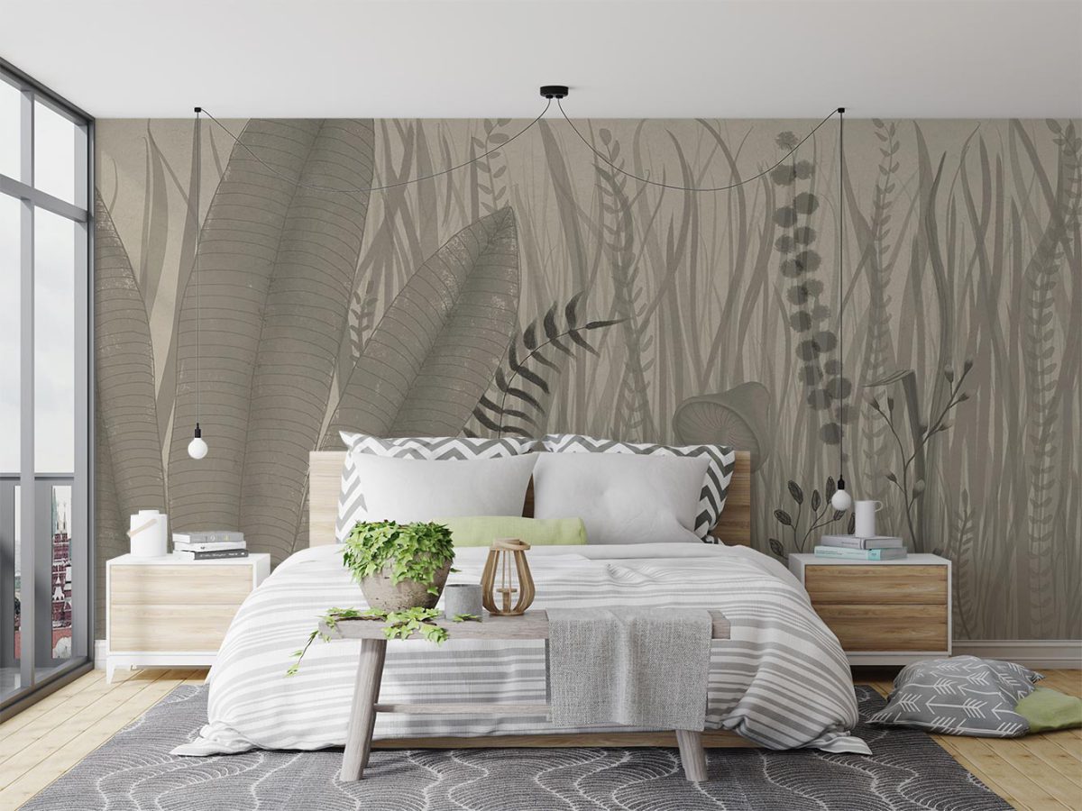 کاغذ دیواری اتاق خواب طرح برگ بزرگ W10175600