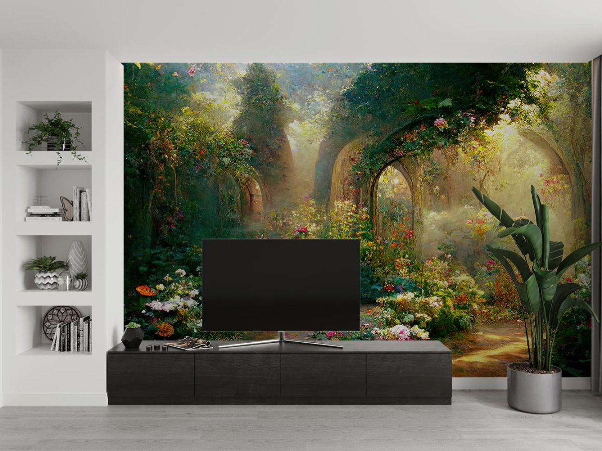 پوستر دیواری پشت تلویزیون طرح منظره طبیعت نقاشی W10176800