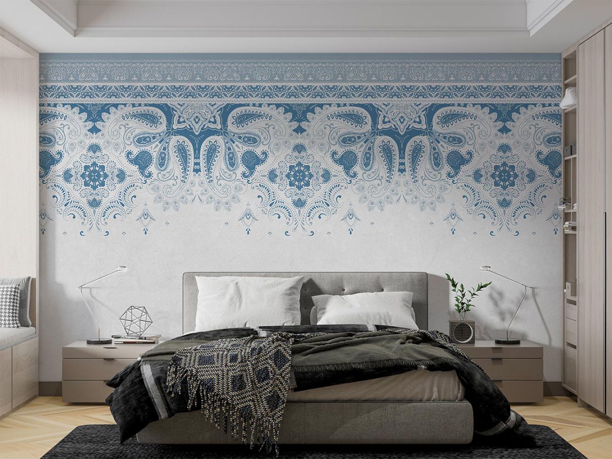 کاغذ دیواری اتاق خواب طرح نقش و نگار اسلیمی W10178600