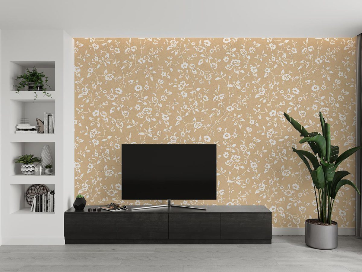 کاغذ دیواری پشت تلویزیون طرح گل ریز W10180100