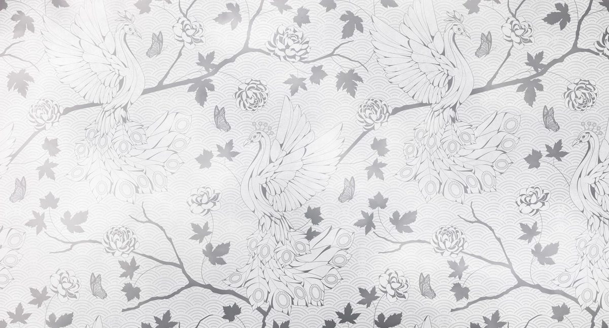کاغذ دیواری شاخه برگ و پرنده W10180700