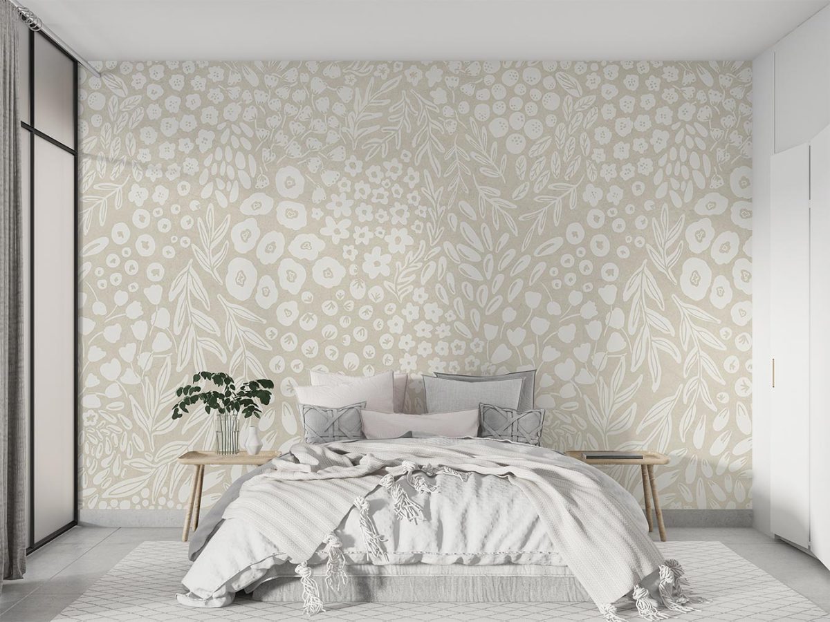 کاغذ دیواری اتاق خواب طرح گل و برگ ریز W10181900