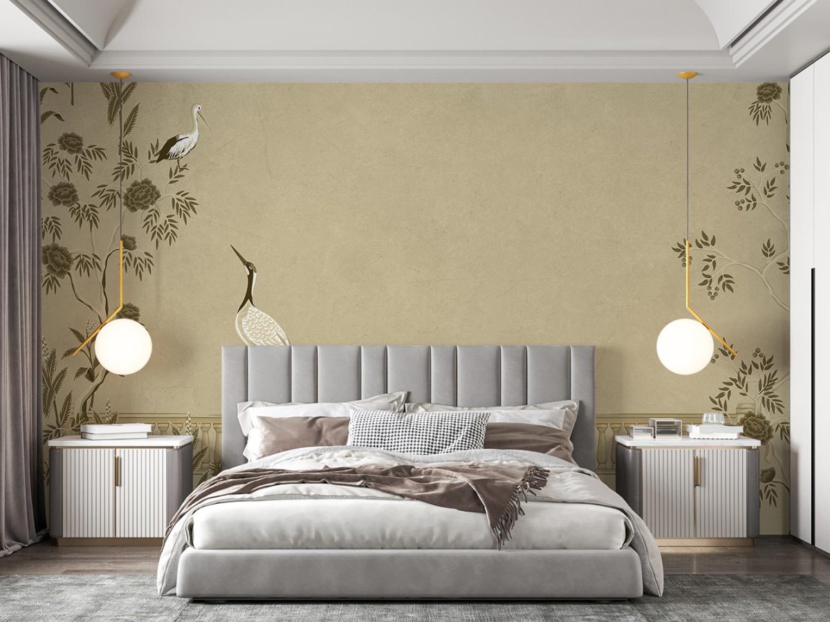 کاغذ دیواری برای اتاق خواب طرح مدل کلاسیک پرنده W10183200