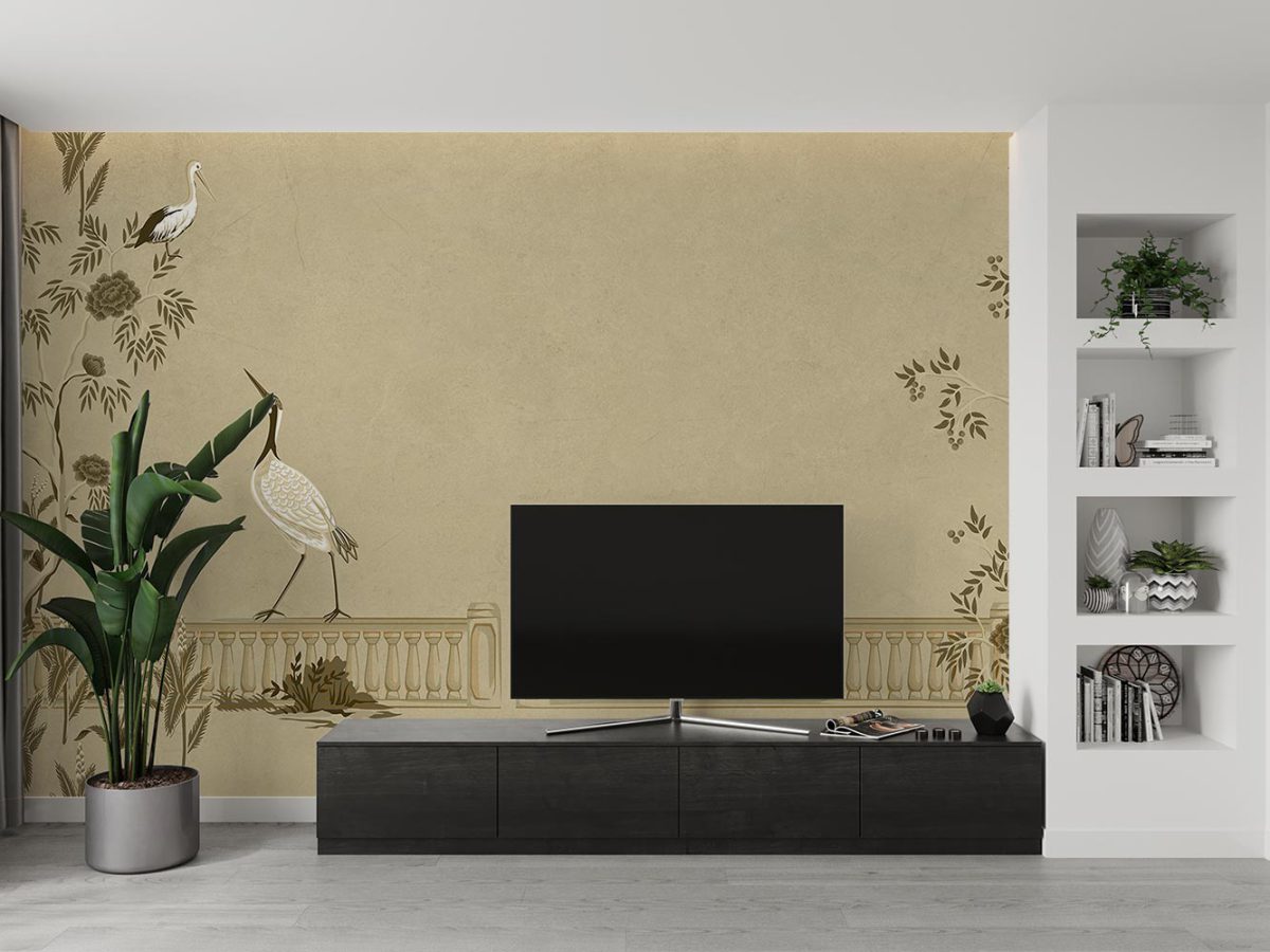 کاغذ دیواری برای پشت تلویزیون طرح کلاسیک پرنده W10183200