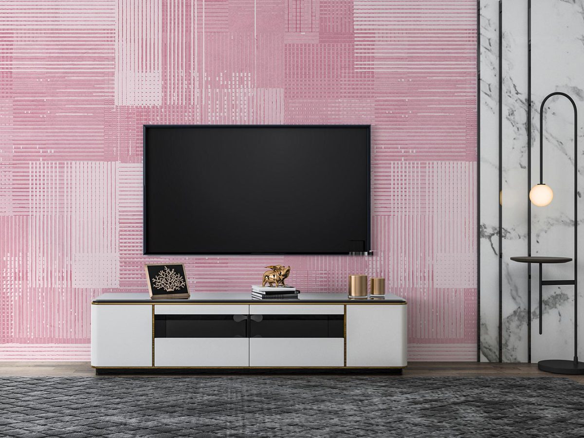 کاغذ دیواری صورتی ساده طرح دار W10184000 برای پشت تلویزیون