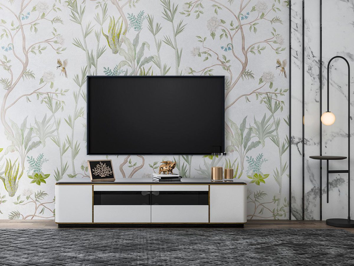 کاغذ دیواری مناسب پشت تلویزیون طرح برگ و شاخه W10186800