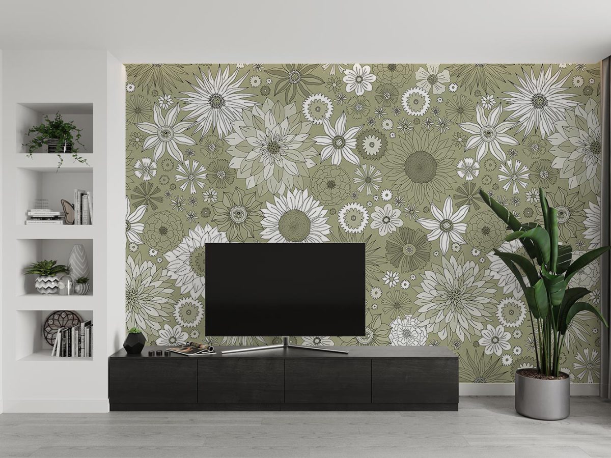 کاغذ دیواری مناسب پشت تلویزیون طرح گل گلی W10187300