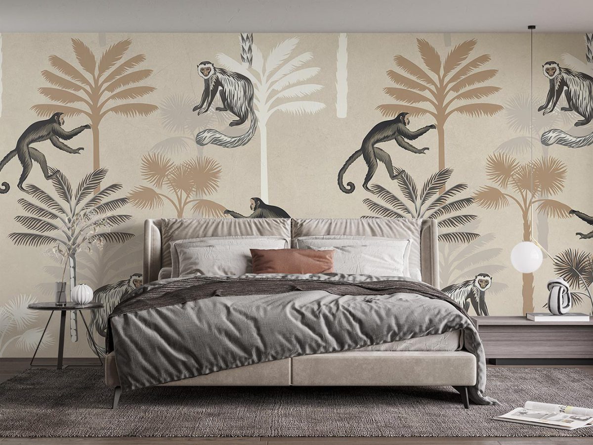کاغذ دیواری اتاق خواب طرح میمون و درخت W10187500