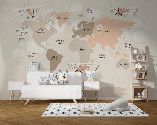 پوستر دیواری کودک نقشه کشورها W10188700