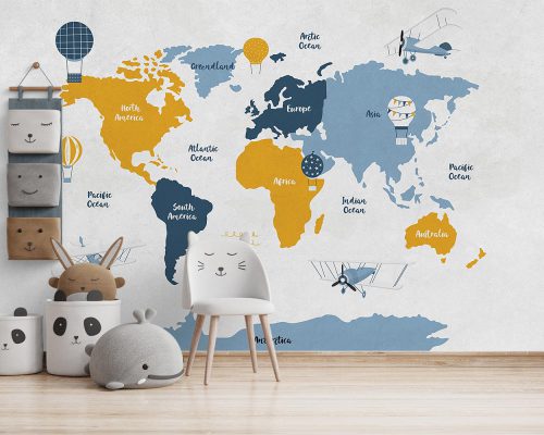 پوستر دیواری نقشه جهان کودک W10189200