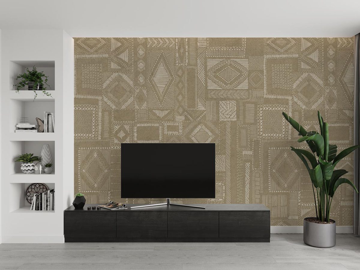 کاغذ دیواری پشت تلویزیون طرح سنتی کلاسیک W10191400
