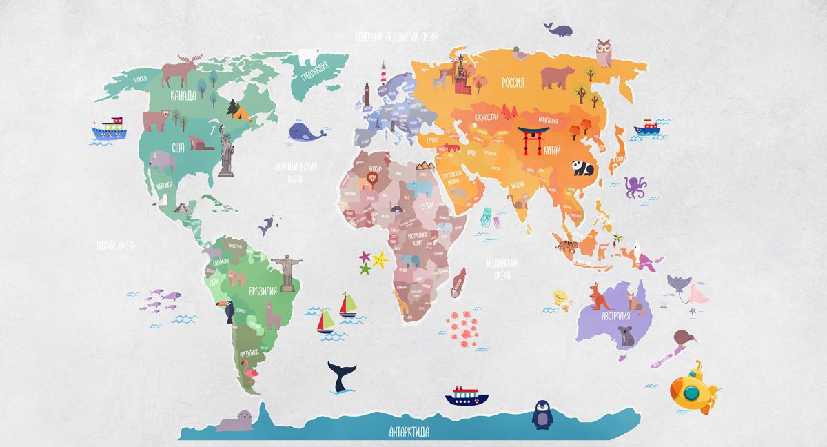 پوستر دیواری نقشه جهان کودک W10192100
