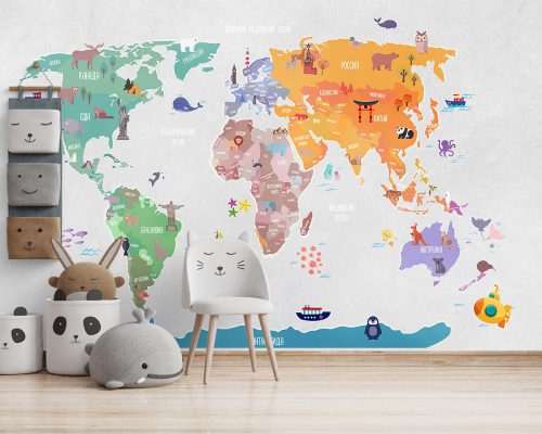 پوستر دیواری نقشه جهان کودک W10192100