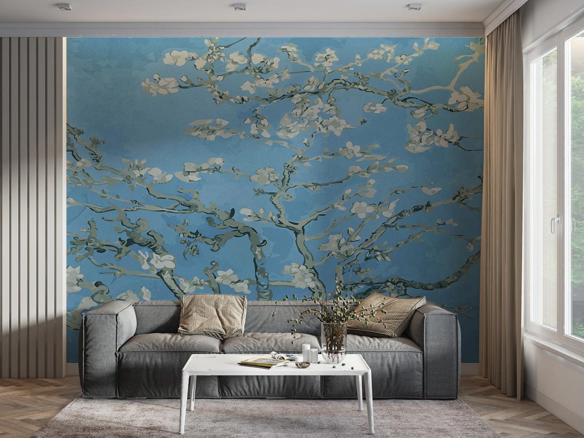 کاغذ دیواری پذیرایی ونگوگ شکوفه گل W10192700