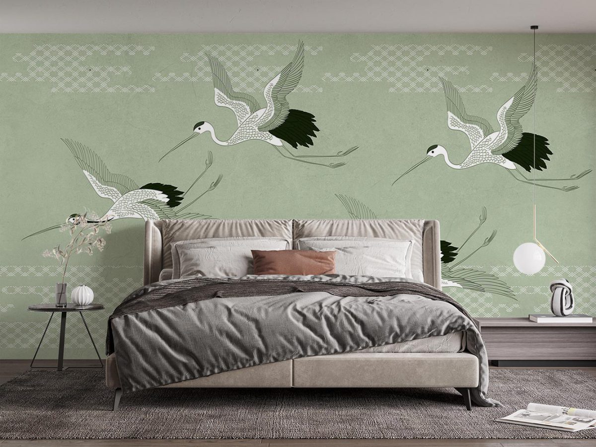 کاغذ دیواری اتاق خواب طرح پرواز پرندگان W10192800