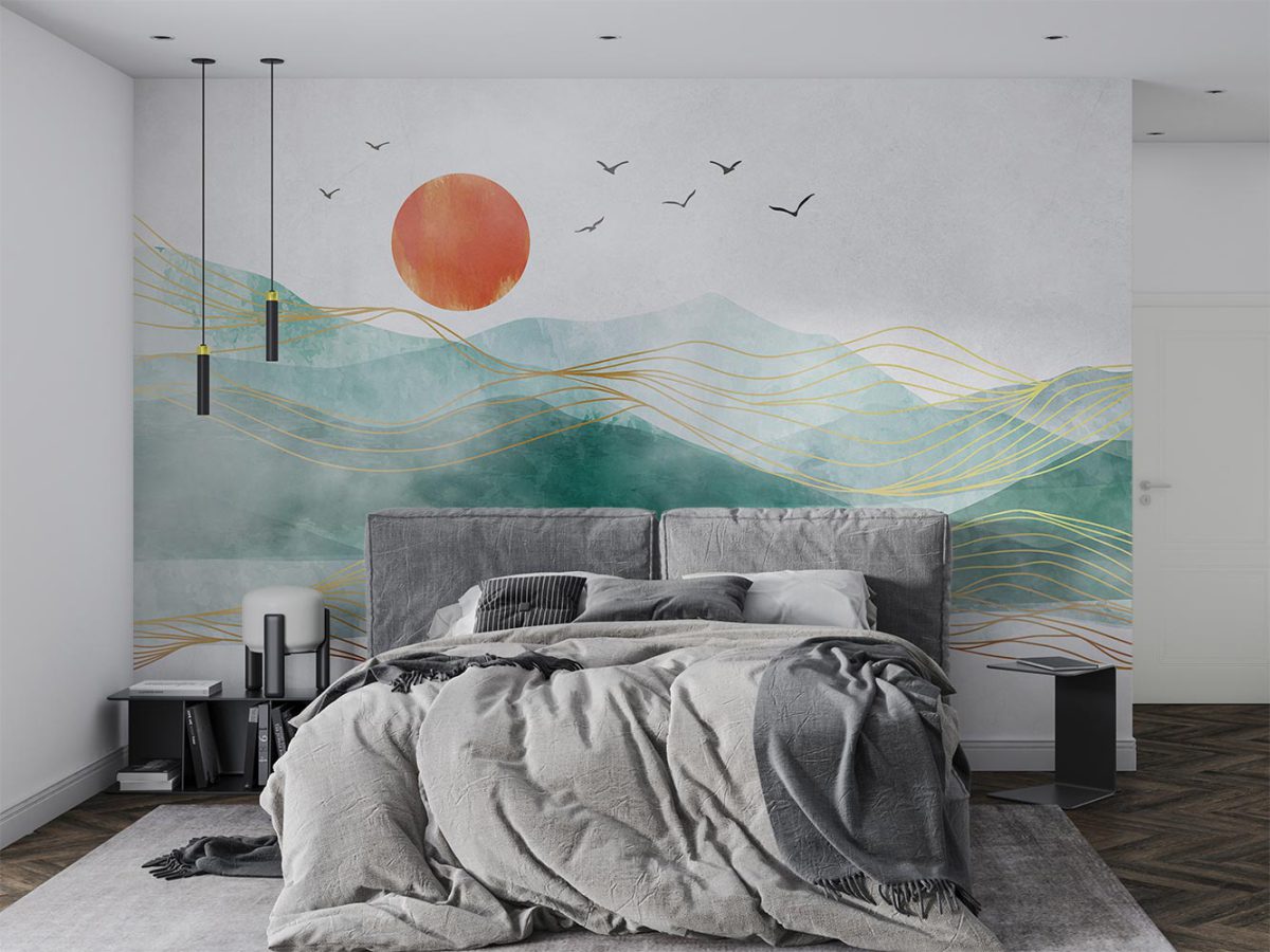 کاغذ دیواری اتاق خواب طرح منظره کوهستان W10193500