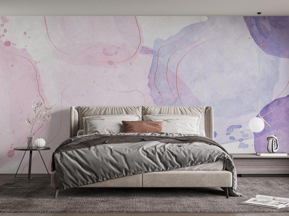 کاغذ دیواری اتاق خواب طرح آبرنگی هنری W10193700