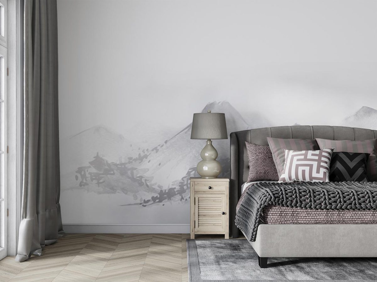 کاغذ دیواری اتاق خواب طرح مینیمال کوهستان W10194500