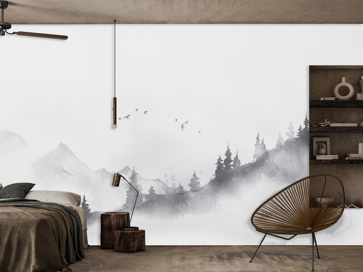 کاغذ دیواری اتاق خواب طرح منظره کوهستان W10194600
