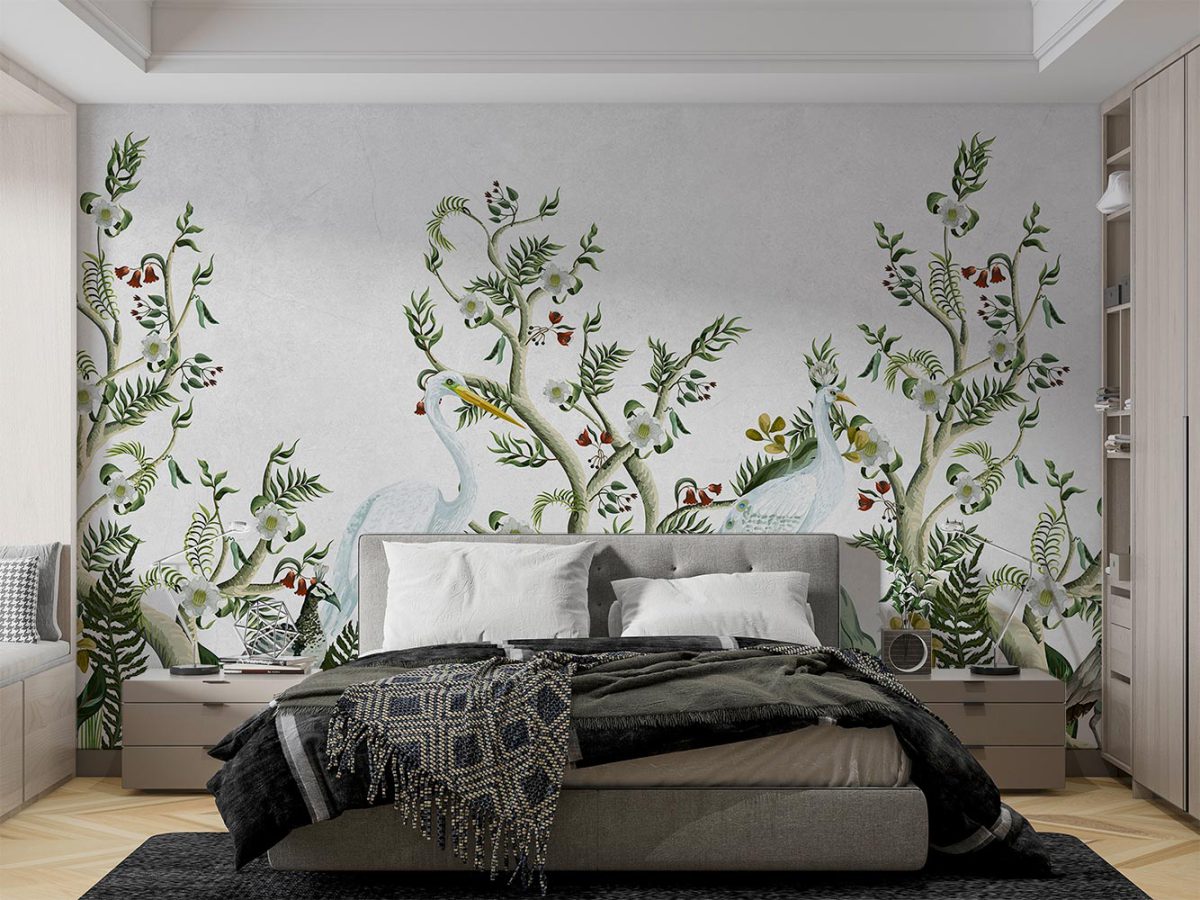 کاغذ دیواری اتاق خواب پرنده و شاخه درخت W10194900