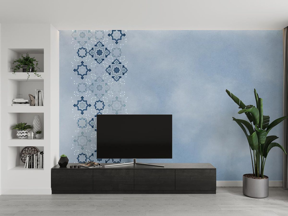کاغذ دیواری پشت تلویزیون طرح اسلیمی سنتی W10196000