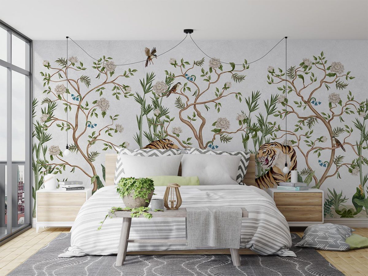 کاغذ دیواری اتاق خواب طرح شاخه و برگ W10197500