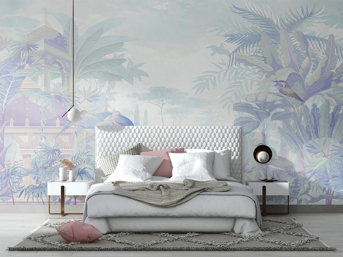 کاغذ دیواری اتاق خواب طرح طاووس و درخت W10210100