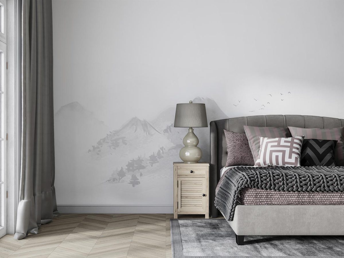 کاغذ دیواری اتاق خواب طرح کوه برفی زمستان W10212800