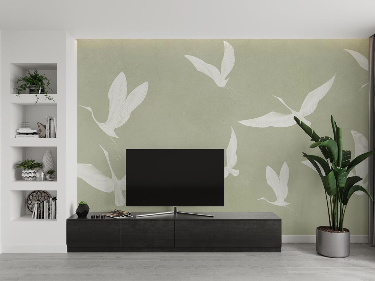 کاغذ دیواری پشت تلویزیون پرنده پرندگان W10213500