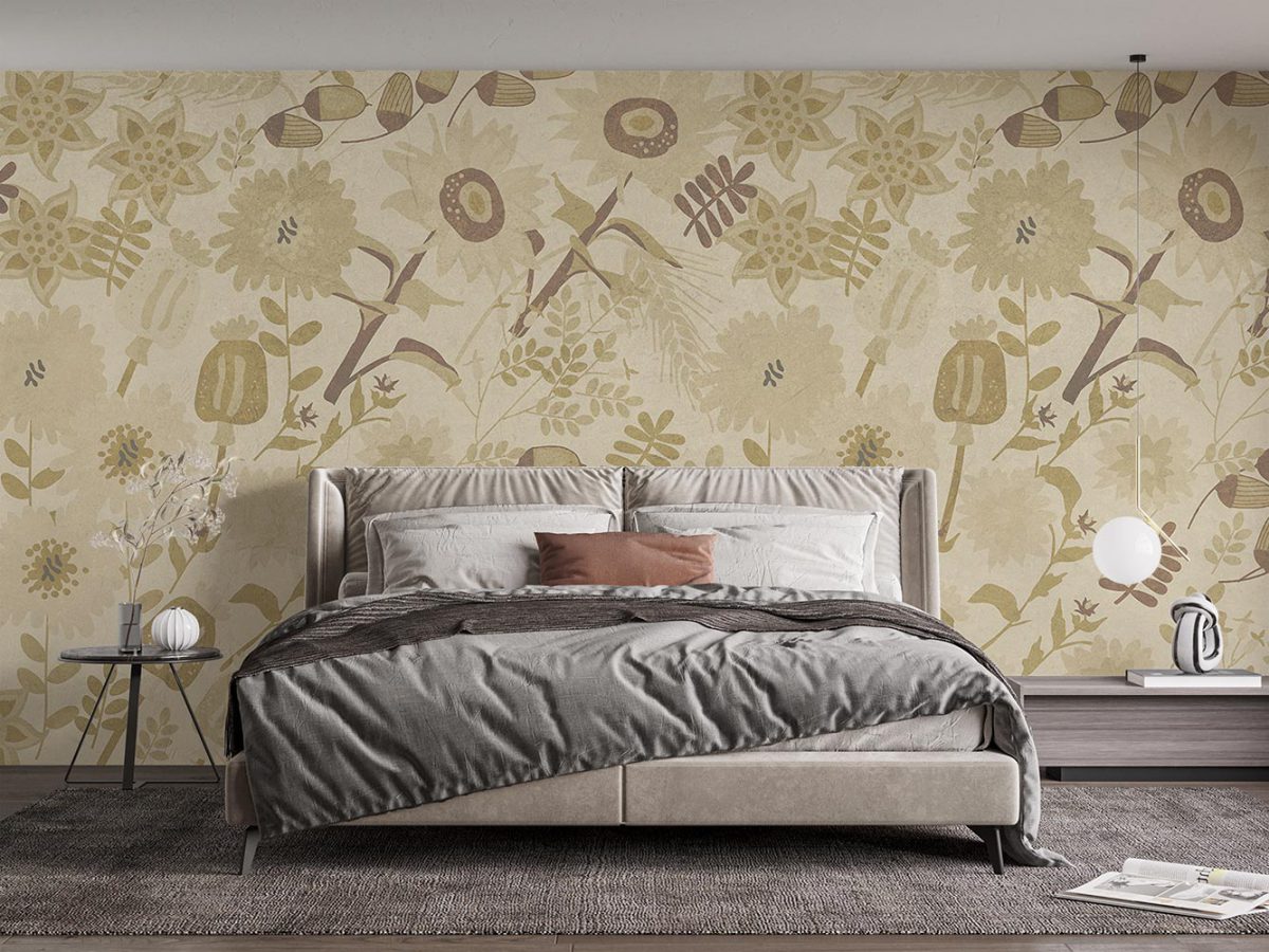 کاغذ دیواری اتاق خواب طرح گل و بوته W10214000