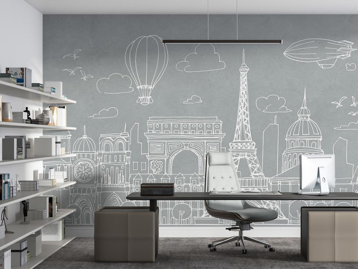 کاغذ دیواری دفتر کار یا اداری طرح پاریس برج ایفل W10224500