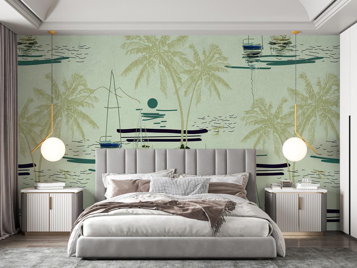 کاغذ دیواری اتاق خواب طرح مدل درخت ساحلی W10226800