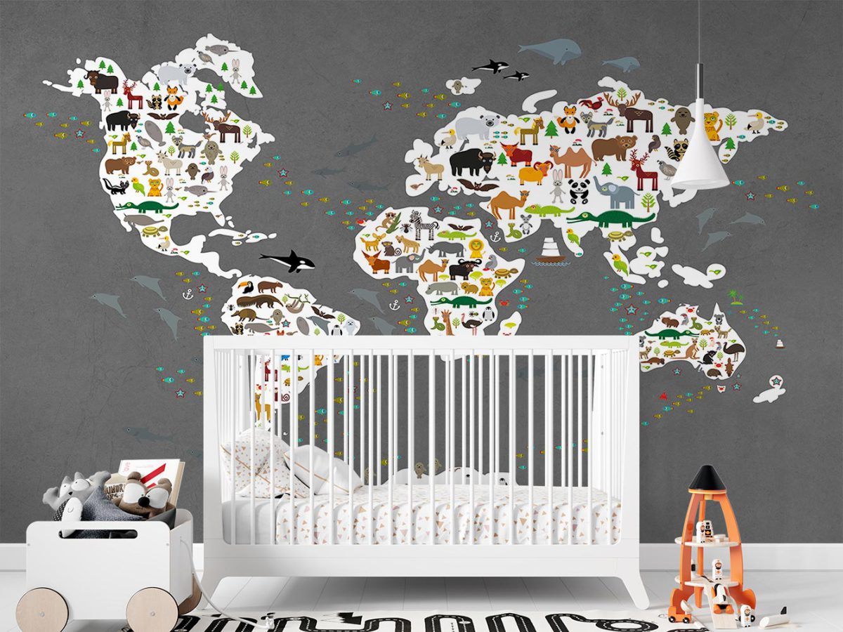 پوستر دیواری کودک نقشه حیوانات W10227000