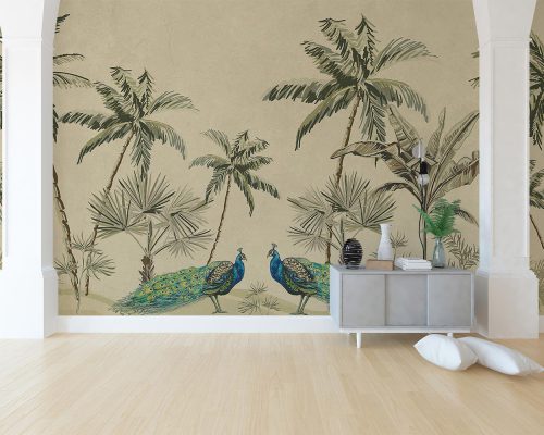 پوستر کاغذ دیواری درخت و طاووس W10229200
