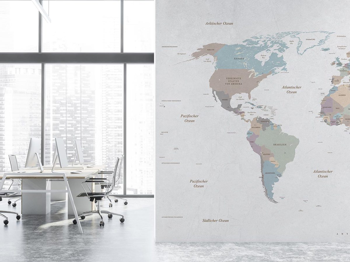 کاغذ دیواری اداری دفتر کار تجاری بازرگانی طرح نقشه جهان و کشورها W10231000
