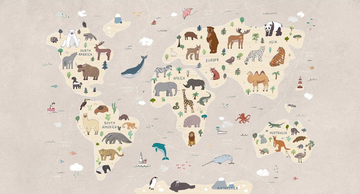 پوستر دیواری کودک نقشه حیوانات W10234100