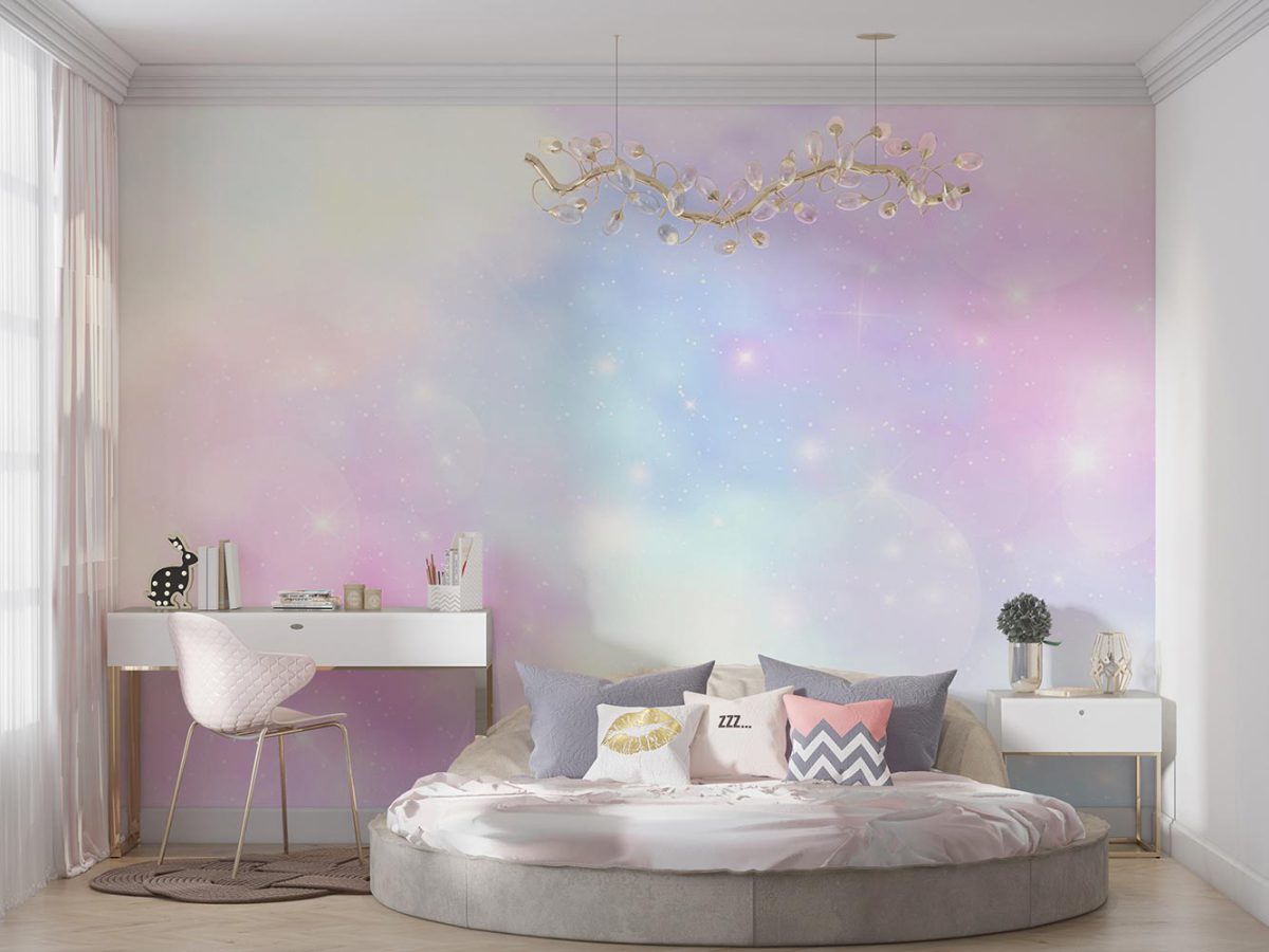 کاغذ دیواری کهکشانی رنگی رنگی W10235000 برای اتاق خواب دخترانه
