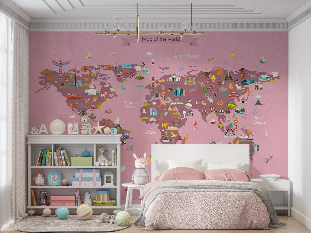 پوستر دیواری نقشه جهان کودک W10238000