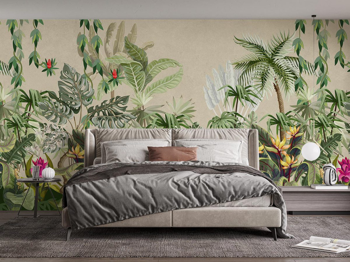 کاغذ دیواری اتاق خواب طرح طبیعت برگ درخت W10239400