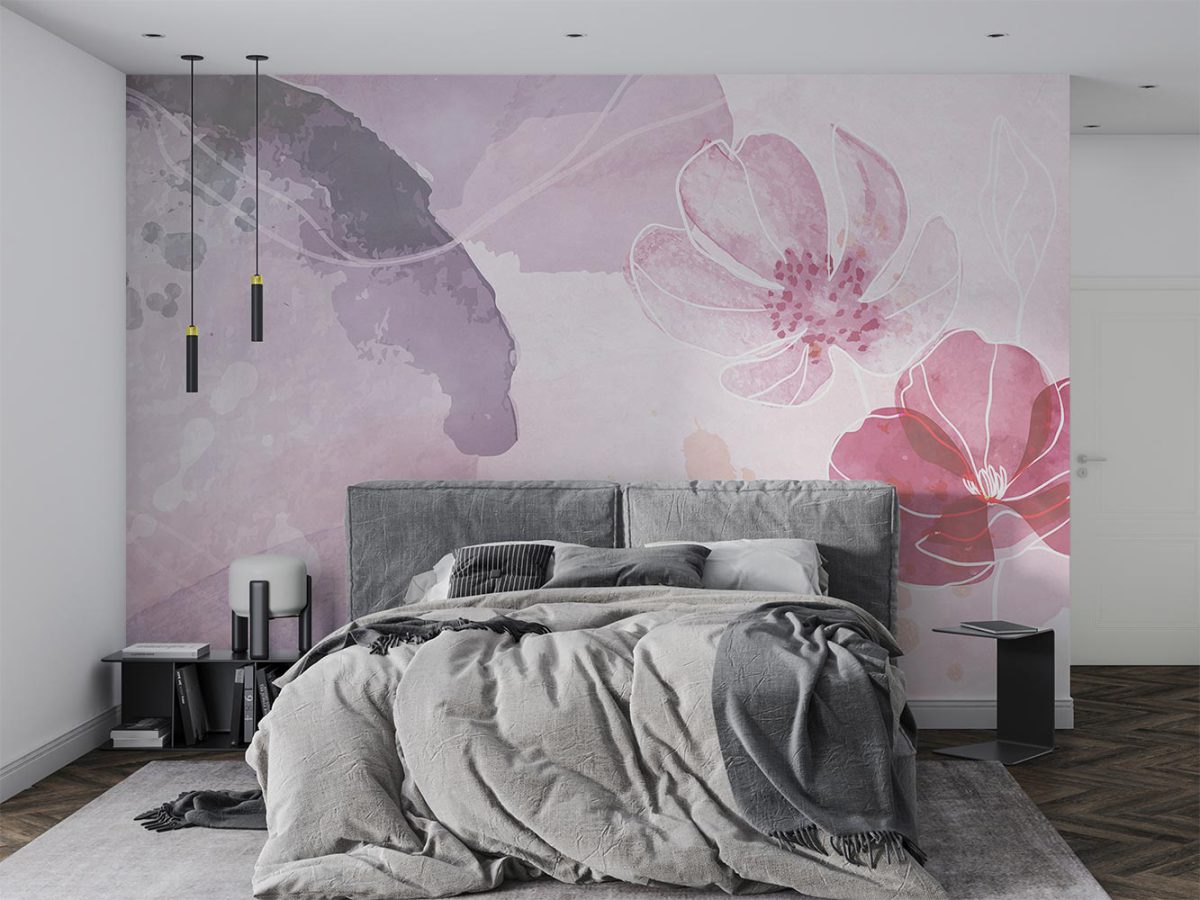 کاغذ دیواری اتاق خواب مدل آبرنگی گل W10239500