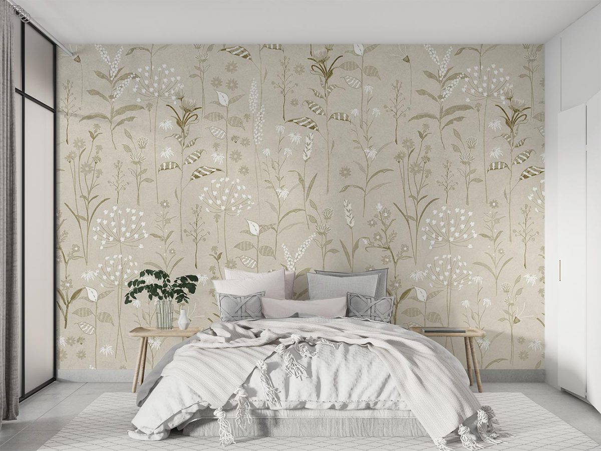 کاغذ دیواری اتاق خواب کلاسیک طرح برگ W10240100