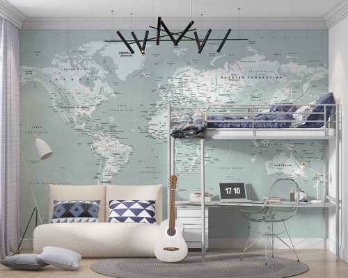 پوستر کاغذ دیواری نقشه جهان جدید W10240200