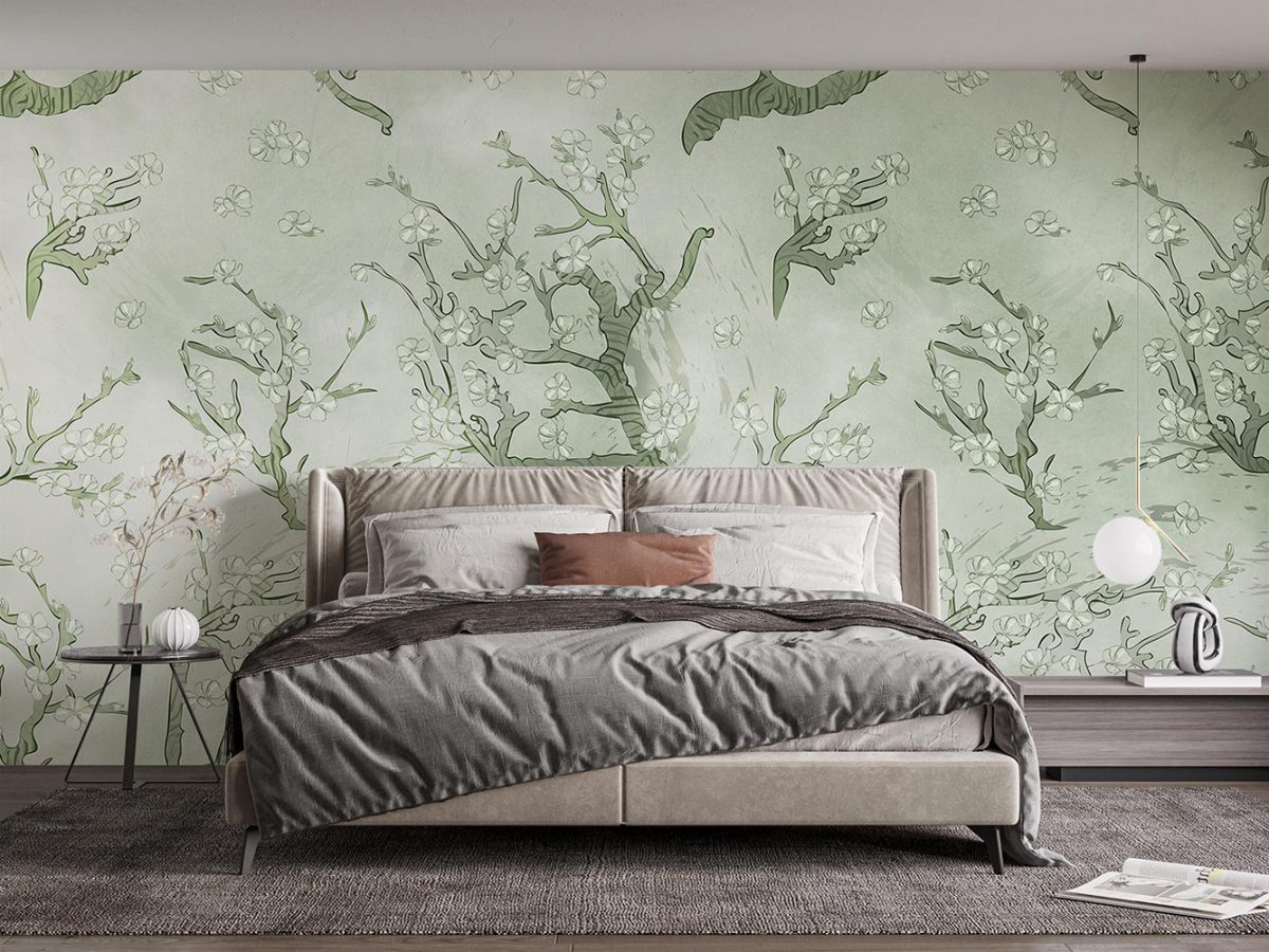 کاغذ دیواری اتاق خواب گل ریز و شاخه W10241100