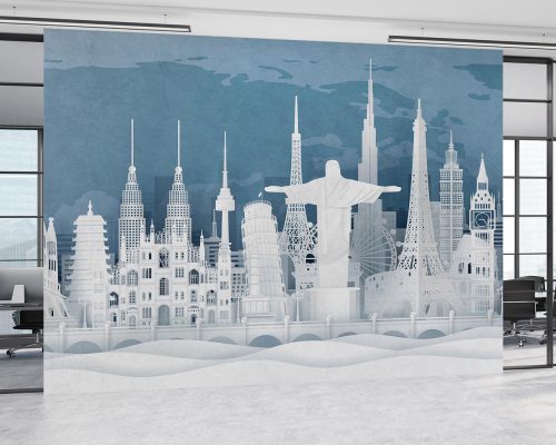 کاغذ دیواری سه بعدی اماکن مشهور W10241700 برای آژانس مهاجرت و مسافرتی