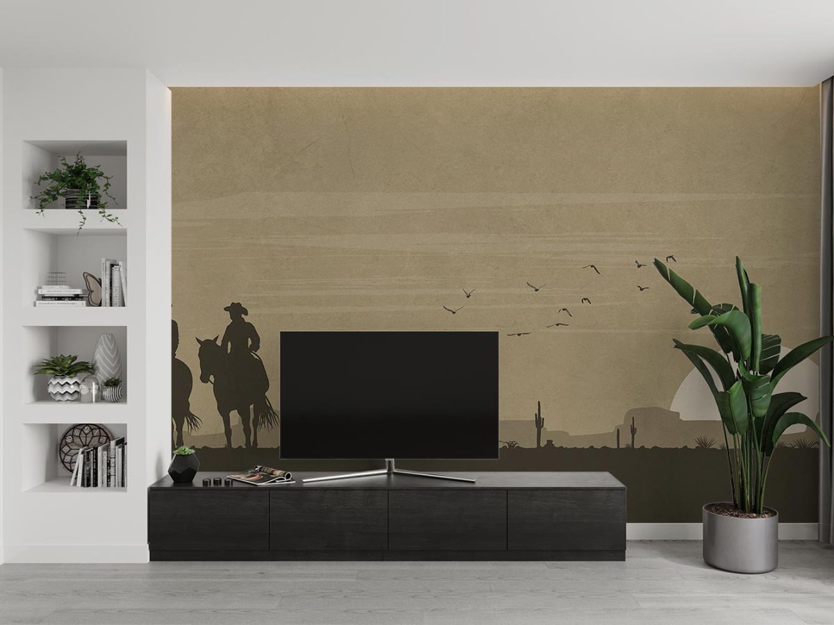 پوستر دیواری پشت تلویزیون مدل بیابان و اسب W10242400