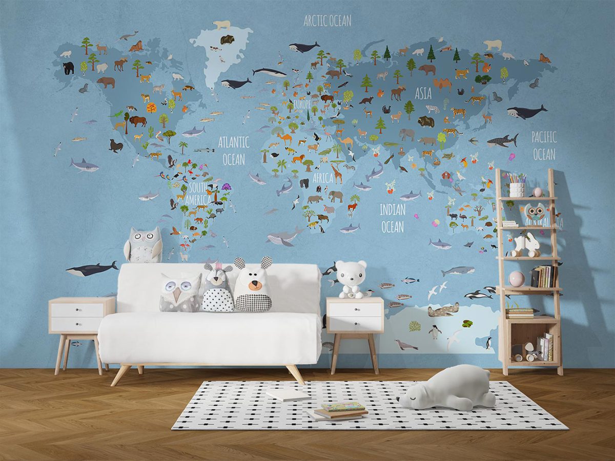 پوستر دیواری کودک نقشه حیوانات W10242700