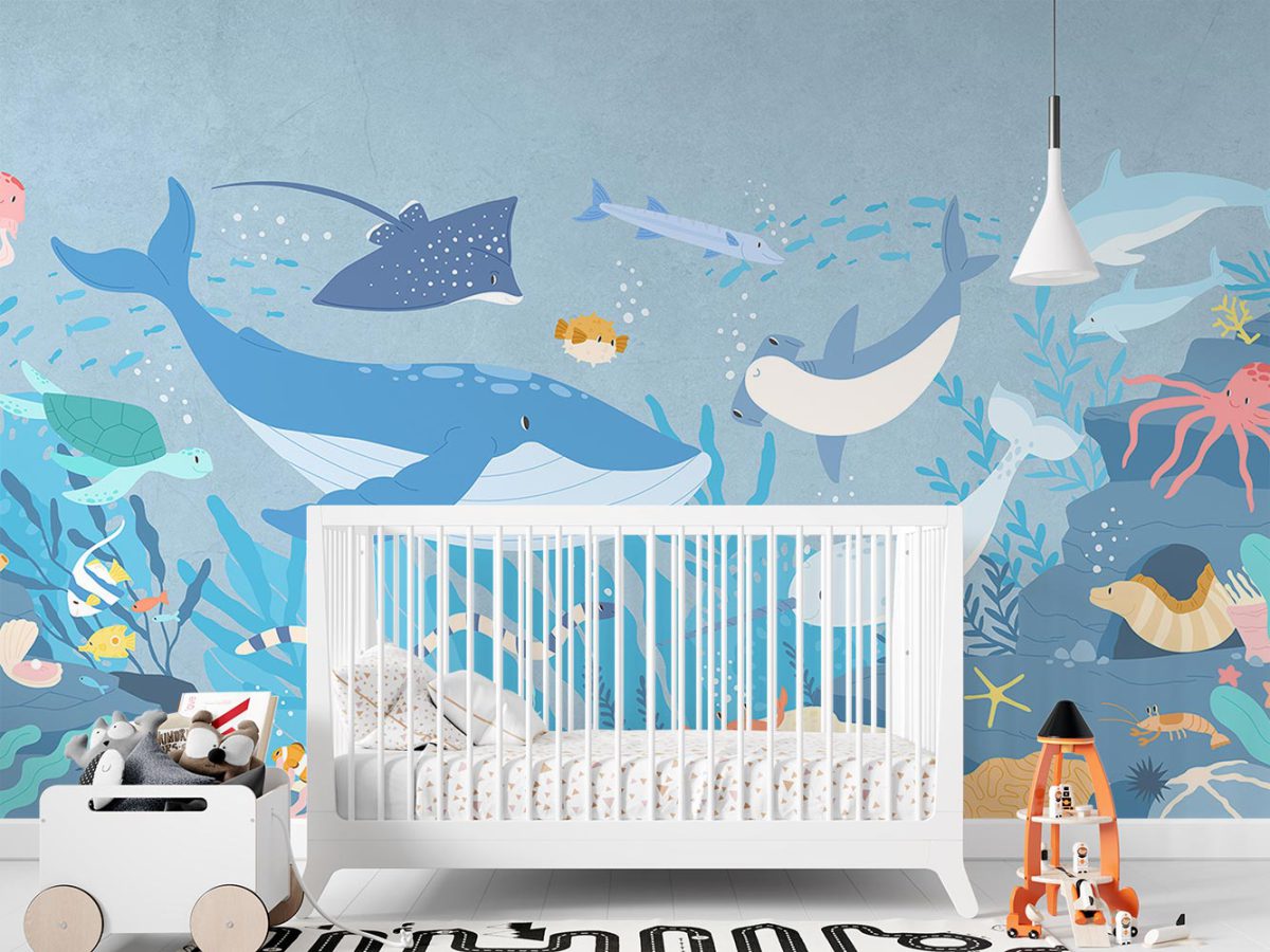 پوستر دیواری کودک ماهی نهنگ W10244500