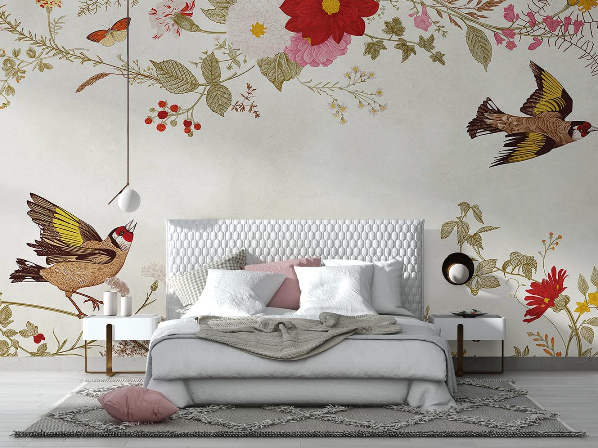 پوستر دیواری گل و پرنده W10245500