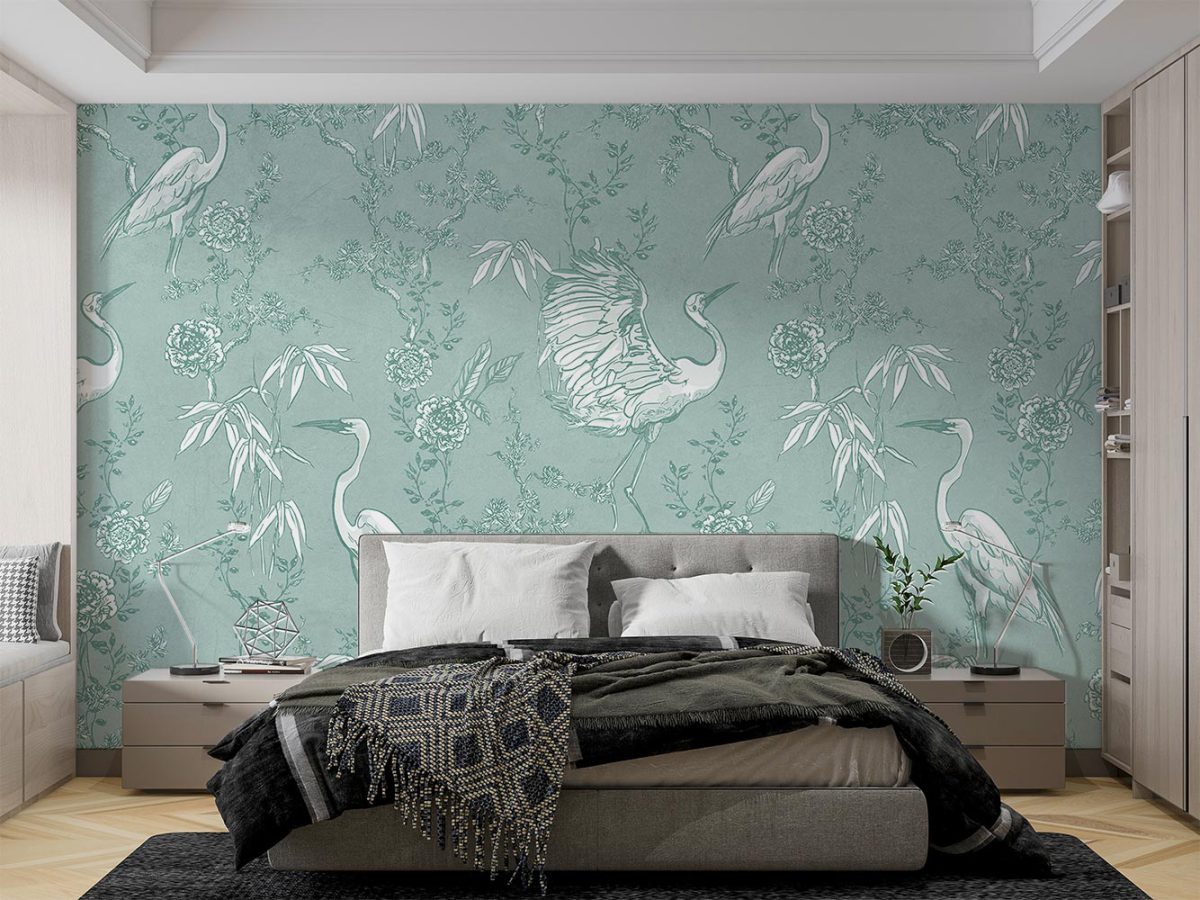 کاغذ دیواری اتاق خواب طرح پرنده و گل W10246400