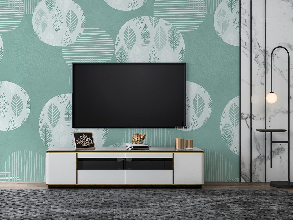 کاغذ دیواری مدرن طرح برگ W10247900 مناسب برای پشت تلویزیون